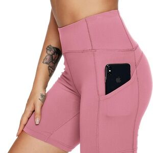 Sports Shorts High Waist 3-Pocket Running Shorts for Women-M